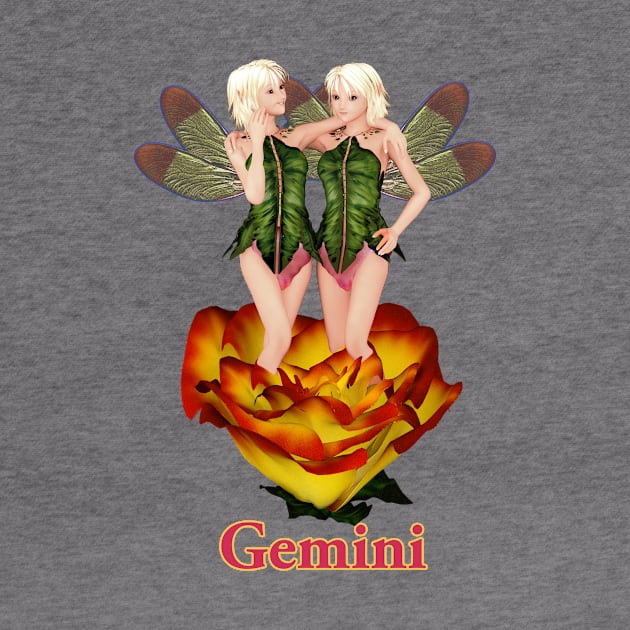 Gemini woman girl fairy faerie elf standing in rose by Fantasyart123